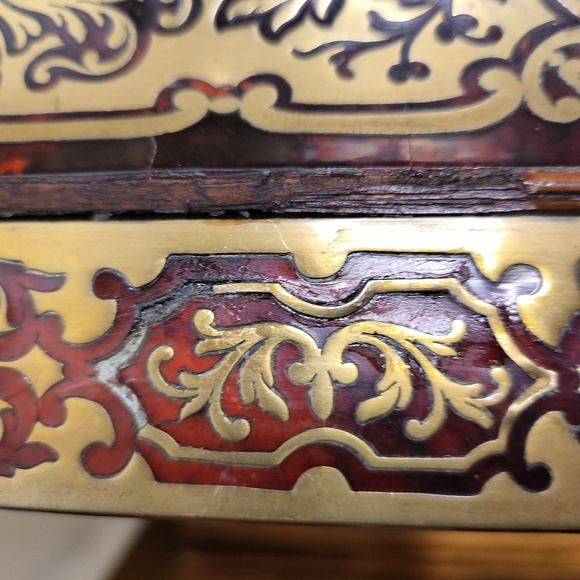 Antique circa Mid 1800s French Boulle Inkwell Stand Tray w/o the Glass Inkwells - Picture 13 of 13